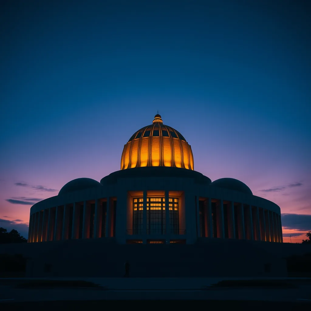 Fachada de prédio institucional ao entardecer, ilustrando a reforma tributária